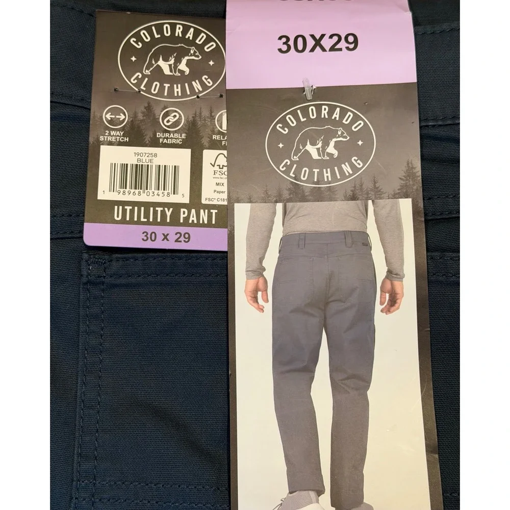NWT Colorado Clothing Mens Utility Pant 30x29 Blue Twill Relaxed Fit Gorpcore